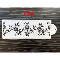 스프레이부스 29x10cm 퐁당 케이크 메쉬 스텐실 스탬프 엠보싱 웨딩 장식 도구 플라스틱 스프레이 금형 초콜릿 그리기 그림, [03] C3