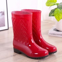 중통 우화 여자 격자 순색 매끄러운 면 보온 두꺼운 바닥 굽 낮은 방수 신발 탈부착 가능 커버 사계절 신을 수 있다 내마모 방활 통기 가벼운 부츠 튼튼하다 내구성 수렁 밭 채소밭