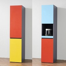 컬러 광폭 도어+밥솥 수납장 세트 400, 올화이트_화이트레드