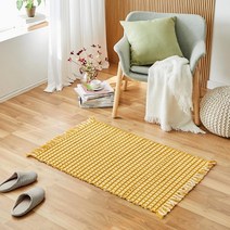 모던하우스 플레이드 태슬 코튼 러그 앰버옐로우 70x110 CB3222014