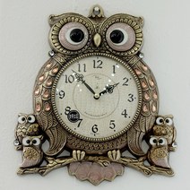 로얄타임 드롭 엔틱 부엉이 단면 시계, 골드