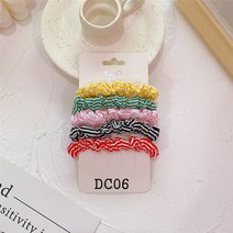 The Bund 헤어슈슈 순색 곱창밴드 머리끈 세트 5pcs, 1세트, DC06