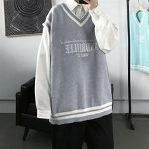 가을니트조끼 여성 와이드 루즈핏 자수니트 런닝 브이넥 학원 무드 트렌드 민소매 코트 11 월6일 발 다함 2684107434, 2XL