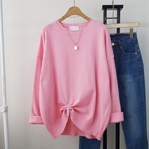 상상그이상 여성용 국내제작 기획 코튼 그레인 라운드넥니트 화사한 7가지 파스텔 컬러구성 가볍게 입기좋은 간절기 긴팔니트 루즈핏 데일리 코디