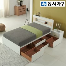동서가구 LV 루오 LED 수납헤드 서랍침대 슈퍼싱글&퀸 총 20종(매트리스 선택), 오크
