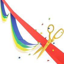 컷팅테잎완성품(10인) 5cm 오색 테이프 커팅식 준공식, 단품