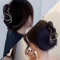 코욜하우키 [2개 세트] 헤어 집게핀 대형 여성 올림머리 핀 내츄럴 리본 메탈 머리핀