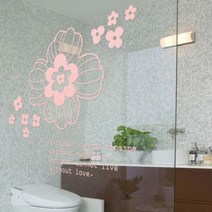 [천삼백케이] [디자인베이] 붉은꽃(반제품C) - 플라워 데코 키친 전통 그래픽스티커 화장실 풍수인테리어 월데코 포인트, 딥블루