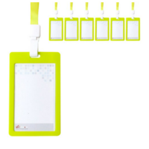 빅드림 레인보우 ID사원증 카드홀더 명찰세트 세로형, 라이트그린 + 끈(옐로우), 14세트