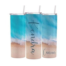 AVITO Personalized Beach Vacation Tumbler 20 oz with lid and straw Family Cups Trip Gift Bachelorett