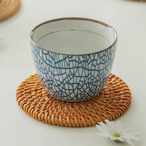 우드 티코스터 차받침 라탄 컵받침대, 컵받침, 10cm