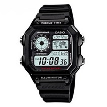 [CASIO] 카시오 남여공용 월드타임 R48 LED라이트 5알람 스톱워치 우레탄 방수 전자손목시계