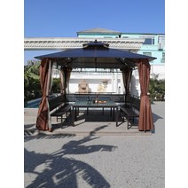 파고라 방갈로 전원주택용 오두막 조립식 정자 테라스, 3.5X3.5미터 4기둥 파빌리온 + 천