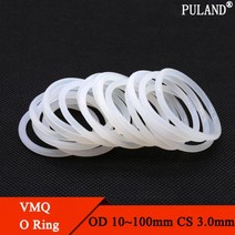 오링 흰색 실리콘 O 링 개스킷 CS 3mm OD 10 ~ 100mm 식품 등급 방수 와셔 고무 절연 원형 씰 개581801, OD 10mm ID 4mm, White, CS 3.0mm