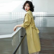 DAPANDA 옐로 봄 트렌치코트 2021 하프코트 올봄 유행 여성코트 봄가을