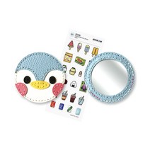 레디코 가죽 손거울 만들기 키트 캐릭터 diy 반제품 공예 재료 휴대용 접이식 거울 세트 바느질 수업 교구 패키지, 가죽손거울:펭귄 ＋ 사은품 증정, 1set