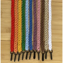 [고리형] 리본 무지개 손뜨개 마스크 스트랩, 브라운