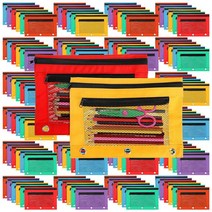 Perkoop 바인더 펜슬 파우치 벌크 메시 펜슬 파우치 3링 바인더용 지퍼 풀러 천 필통 더블 포켓 지퍼 필통 학교 용품 필기 도구 보관용 300개