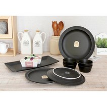 행복신혼 로맨틱 야식용 접시패키지-블랙 사기그릇 앞접시 깨끗 찬기