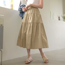 데일리앤 워즈 밴딩 플레어 바스락 캉캉 셔링 롱 스커트 봄 여름