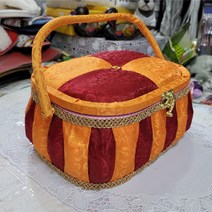 [신박한 잡화] 고급 색동 황금색 반짇고리함 바느질함 혼수용품