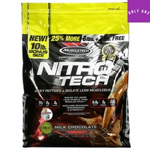 머슬테크 Nitro Tech 운동후 단백질 헬스 밀크 초콜릿 4.54kg(10lbs), 딸기, 4파운드