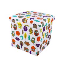 MBH 패브릭 수납함 접이식 수납 스툴, 부엉이