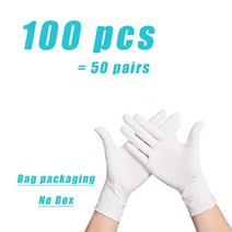 핑크 니트릴 일회용 장갑 라텍스 무료 50 100 XS 작은 여자 아이 가정용 청소 살롱 비닐 블랙 파우더, 12 White- 100 pcs_03 L
