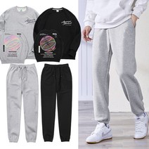 슈프림 M~2XL 오버핏 기모맨투맨+밴딩 조거팬츠 겨울 트레이닝복 상하의 세트 (써클링)