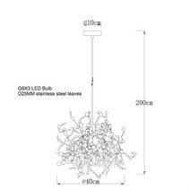 리빙 다이닝 테이블 조립식 업소용 북유럽 현대 성격 스테인레스 스틸 크롬 잎 샹들리에, 4 헤드 직사각형, 삼색 빛, 크롬 색상
