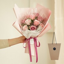 뷰티풀데코센스 비누꽃 돈꽃다발 10p + 쇼핑백, 핑크믹스