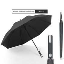 럭셔리 세미 자동 비즈니스 남자 우산 롱핸들 바람막이 골프 태양 우산 안티UV 파라솔, Black