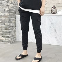 용된다 남자 여름 린넨 스판 카고 조거 밴딩팬츠