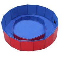 강아지수영장 접이식 개 수영장 애완 동물 목욕 욕조 야외 접을 수 있는 풀 고양이 키즈, Red Blu+3XL 120x30cm
