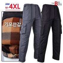 [더빅보스] WD 실크 기모 카고 바지_ 겨울 남자 작업복 등산 솜팬츠 건빵 L~4XL 빅사이즈