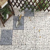 이케아 runnen 룬넨 야외조립마루 천연돌/데크타일/데코타일/바, 나인윌 천연돌6P_크림, 상세설명 참조