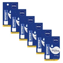Nivea 니베아 모이스처 립 케어 유니 인텐시브 모이스처라이징 밤 시어 버터와 호호바 오일 함유 0.17온스 (6개 팩) 197285, Shea Butter and Jojoba oil