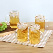 포메리트 내열 유리 일자머그 세트, 4개, M07 골드라인