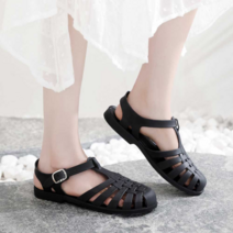 보드미 예쁜샌들 여자 30대 젤리 신발 그물 샌들 비오는날 플랫 슈즈