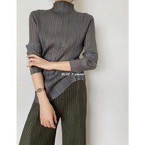 미야케 플리츠 여성 셔츠 탑스 2021 가을 겨울 하이 패션 디자이너 새로운 미적 의류 긴팔 터틀넥 티셔츠