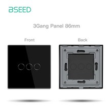 BSEED EU 크리스탈 유리 패널 스틸판 123Gang 86*86mm 화이트 블랙 골든 전용, 07 3Gang Black_01 EU