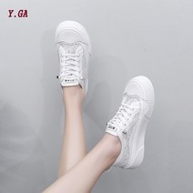 Y.GA 봄 여름 신형 여성 매쉬 통기성이 좋아요 통굽 캐주얼 슈즈 빅사이즈 하이 스니커즈 패션 레이스 매쉬 캐주얼 슈즈 통근 발편한 4cm 키높이신발 발볼넓은 운동화