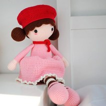 DIY 코바늘 인형만들기 뜨기 초보 뜨개질 기초 손뜨개, 핑크 걸(베레모) 패키지, 1개