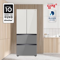 23년형 딤채 스탠드형 김치냉장고 457L EDQ47HBPIETT 평면강화유리 양문형 4도어, 샤인 베이지슬레이트