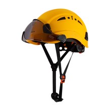 고글 헬멧 안전모 작업용 머리 눈 보호 승마 등산 산업 건설 ABS 현장 모자, 옐로우 + 잉크고글