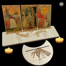 타로책 스프레드천 동양 카드 종류 예쁜 초보 세트 le tarot 나무 트리플 문 스탠드 타로 캔들 디스플레이 홀더 제단 용품 여성 남성 선물 2 개 4 신제품, CHINA, 6
