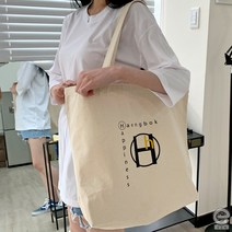 티데일리 해피니스 캔버스 에코백 남녀공용 레터링 빅사이즈 가방