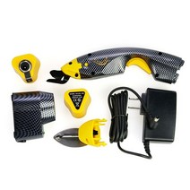 전동가위 충전 전지 가위 개의 커터 헤드와 공예용 패브릭 페이퍼용 추가 배터리가 있는 무선 전원 전기 절단 재봉 도구, 1-옐로우블랙