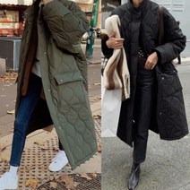 [에이스토리] 여성 롱 패딩점퍼 루즈핏 퀄팅 누빔 롱자켓 코트