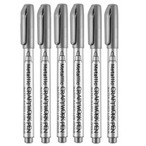 휠페인트 휠복원 휠도색 금속 마커 펜 골드 실버 페인트 에폭시 수지 공예 드로잉 앨범 영구, 06 6pcs Silver